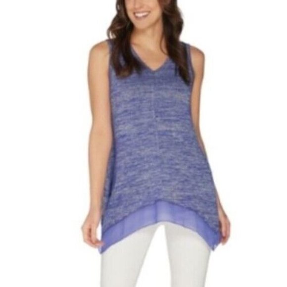 LOGO by Lori Goldstein Tops - LOGO Lori Goldstein Space Dye Sweater Tank Top Size XS Sleeveless Blueberry